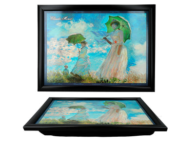 Laptop stand featuring C. Monet, Woman with a Parasol, customizable with engraving, elegant and artistic, 30.5x40.5cm, ideal as a gift
