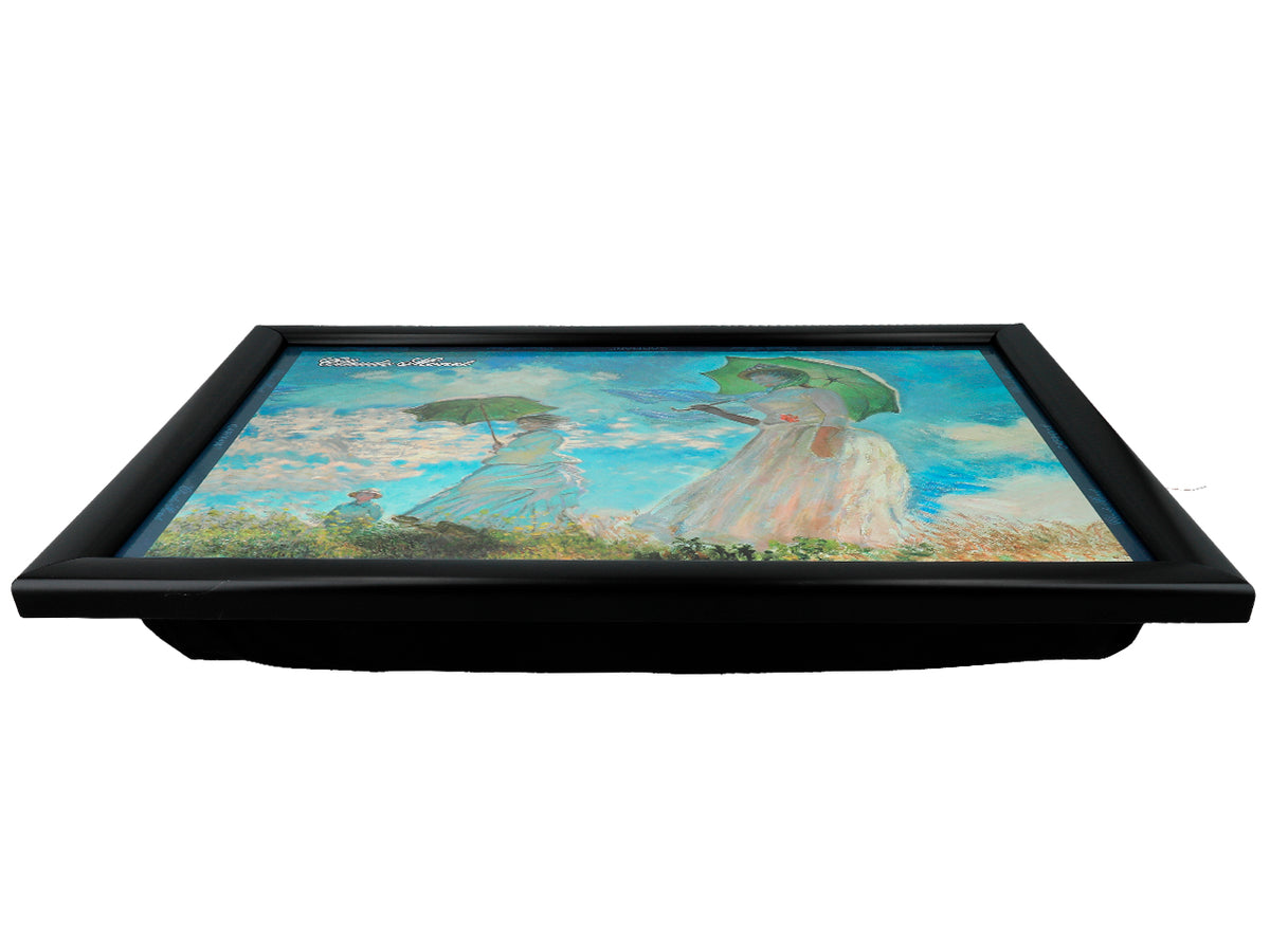 Laptop stand featuring C. Monet, Woman with a Parasol, customizable with engraving, elegant and artistic, 30.5x40.5cm, ideal as a gift