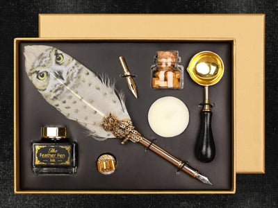 Writing set - Fountain pen with nib, ink, and seal set, customizable with engraving