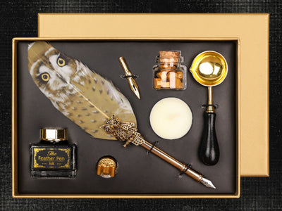 Writing set - Fountain pen with nib, ink, and seal set, customizable with engraving