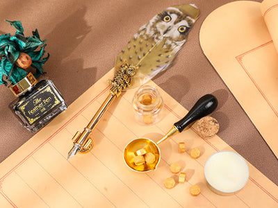 Writing set - Fountain pen with nib, ink, and seal set, customizable with engraving
