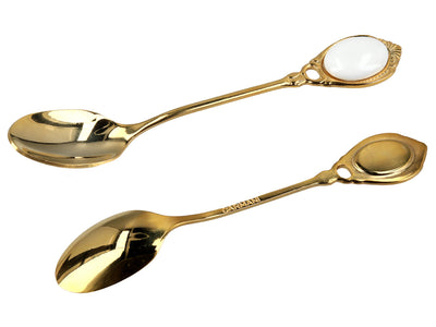Sada 6 lžiček potažených 24K zlatem Bílé oči CARMANI s možností personalizace gravírováním - elegantní dárek pro každou příležitost, rozměry 13 cm
