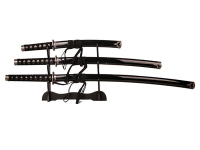 Set of 3 Samurai Swords on a Stand, Customizable with Engraving