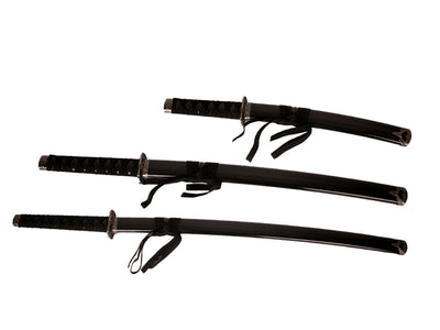 Set of 3 Samurai Swords on a Stand, Customizable with Engraving