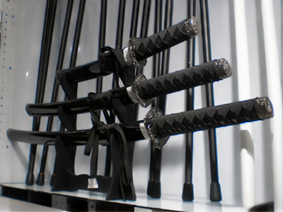Set of 3 Samurai Swords on a Stand, Customizable with Engraving