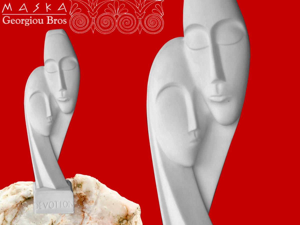 Alabaster Greek Masks figurine, 31cm, with the option of personalization by engraving