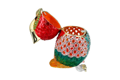 Openwork Metal Owl-Shaped Box, Customizable with Engraving, Ideal as a Gift, 15.5 cm Tall, Decorative and Functional for Storing Jewelry