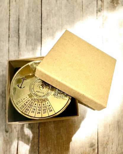 Kalendarium of Eternity 'Sea Sail' – Brass 100-Year Calendar, Engraving Option for a Gift
