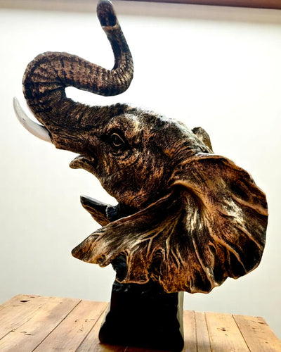 Decorative Statuette "Pride of the Savannah" – Elephant Head Figurine with Engraving Option, as a Gift