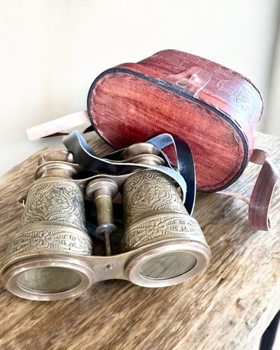 Binoculars with leather case Victorian's Eye, 11 cm Brass, Hand-decorated, personalization with engraving for a gift