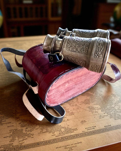 Binoculars with leather case Victorian's Eye, 11 cm Brass, Hand-decorated, personalization with engraving for a gift