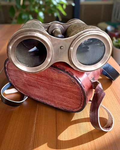 Binoculars with leather case Victorian's Eye, 11 cm Brass, Hand-decorated, personalization with engraving for a gift