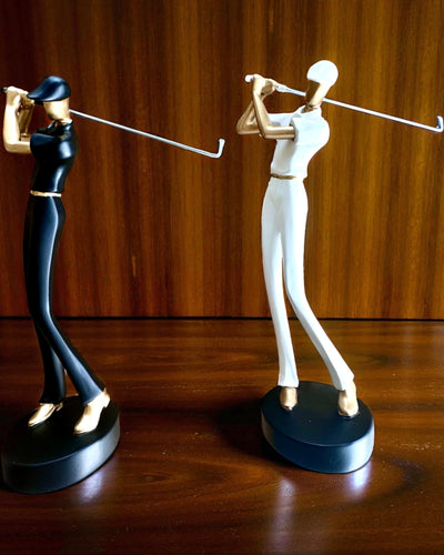 Golfer Figurine "Swing Elegance", 24 cm in height, decorative with engraving option for a gift
