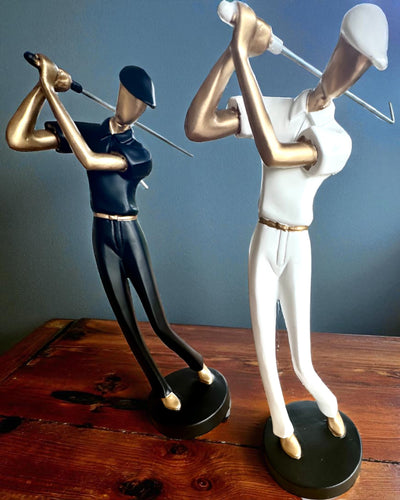 Golfer Figurine "Swing Elegance", 24 cm in height, decorative with engraving option for a gift