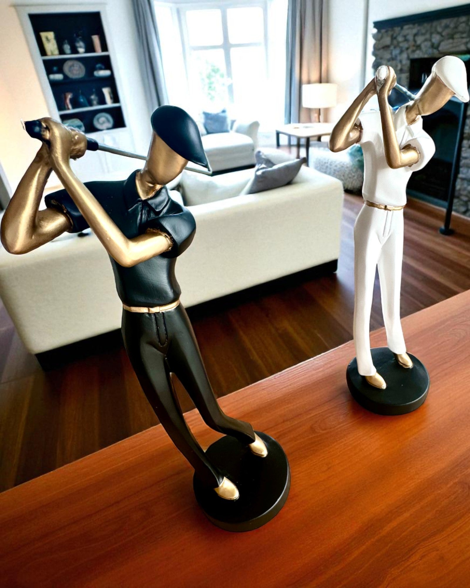 Golfer Figurine "Swing Elegance", 24 cm in height, decorative with engraving option for a gift