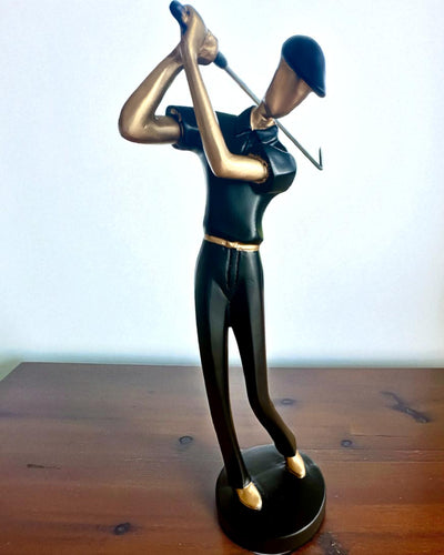 Golfer Figurine "Swing Elegance", 24 cm in height, decorative with engraving option for a gift