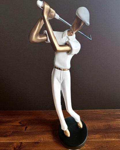 Golfer Figurine "Swing Elegance", 24 cm in height, decorative with engraving option for a gift