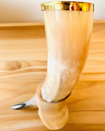 Horn Mug "Viking Valor" - Hand Engraved, Premium Quality - 4 Variants Available