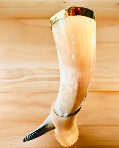 Horn Mug "Viking Valor" - Hand Engraved, Premium Quality - 4 Variants Available