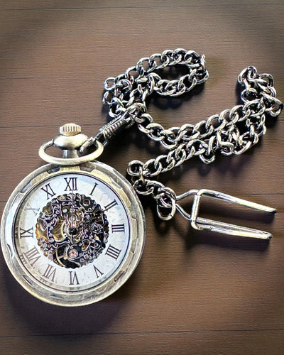 Retro Pocket Watch – Mechanical, Chopped Gold Color, Waterproof, personalization with engraving