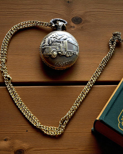 Pocket Watch "Road King" – with Truck Motif, with Engraving, as a Gift