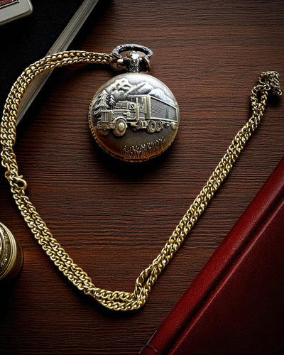 Pocket Watch "Road King" – with Truck Motif, with Engraving, as a Gift