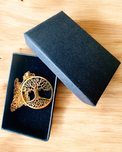 Nerūsējošā tērauda kaklarota "Dzīvības koks" - personalizācija ar gravējumu, 2 krāsu varianti