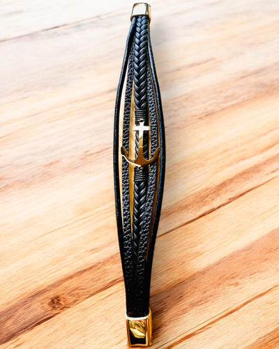 Brățară bărbătească Ancoră a Eleganței cu opțiune de gravare pentru cadou