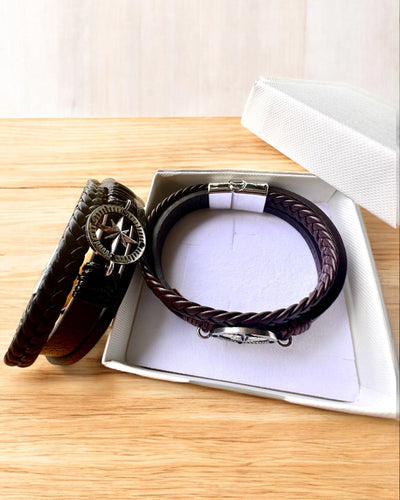 Bracelet "Compass Adventure" - customizable with engraving for a gift, 2 color variants available