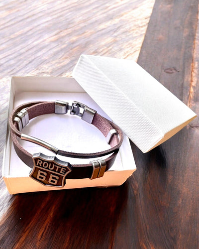 Traveler's Bracelet Route 66 - customizable with engraving