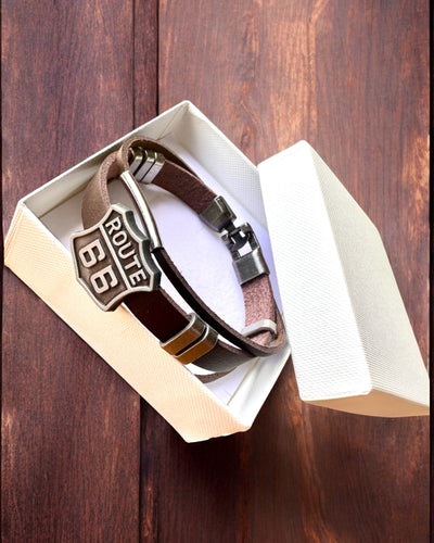 Traveler's Bracelet Route 66 - customizable with engraving