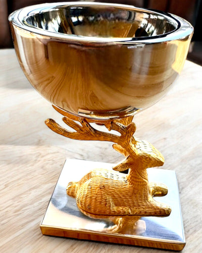 Decorative Bowl Deer Trophy – Handicraft from India, personalization with engraving