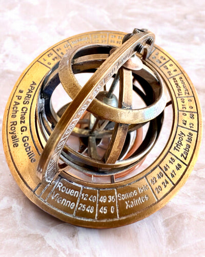 Brass Armillary "AstroGlobe" 13 cm in height, Handcrafted with Engraving Option, office decoration