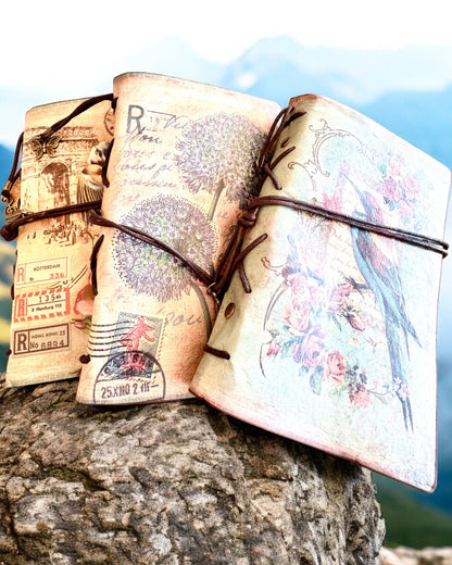 Vintage Memoire Notebook with personalized engraving - 3 designs to choose from, gift notebook