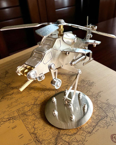 Metal Model Helicopter "SkyRider" – Adjustable Desk Stand with Personalized Engraving for Gift