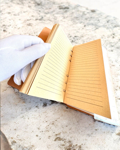 Vintage Memoire Notebook with personalized engraving - 3 designs to choose from, gift notebook