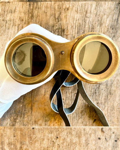 Binoculars with leather case Victorian's Eye, 11 cm Brass, Hand-decorated, personalization with engraving for a gift