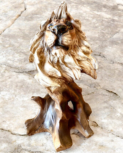 Lion Courage Resin Figurine, 28 cm tall, with engraving option for a gift
