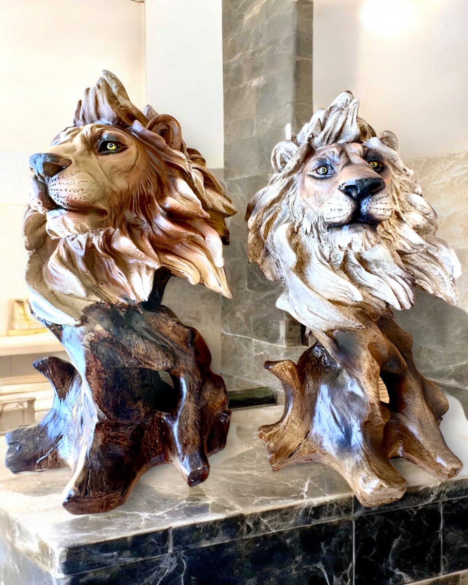 "Lion's Courage" - Resin Figurine, 28 cm tall, with engraving option for a gift