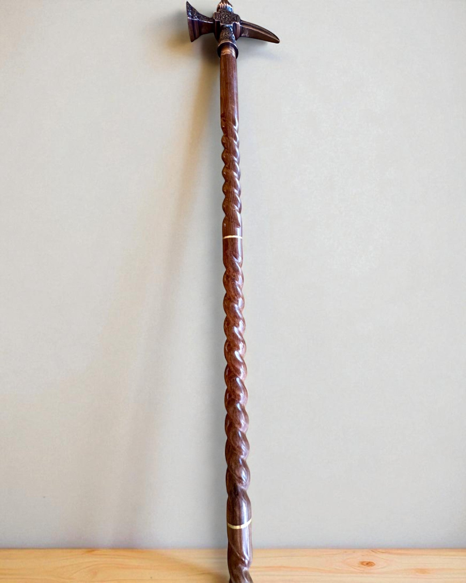 Bastón de paseo - WIKING con cabeza en forma de martillo de guerra, posibilidad de personalización con grabado para regalo