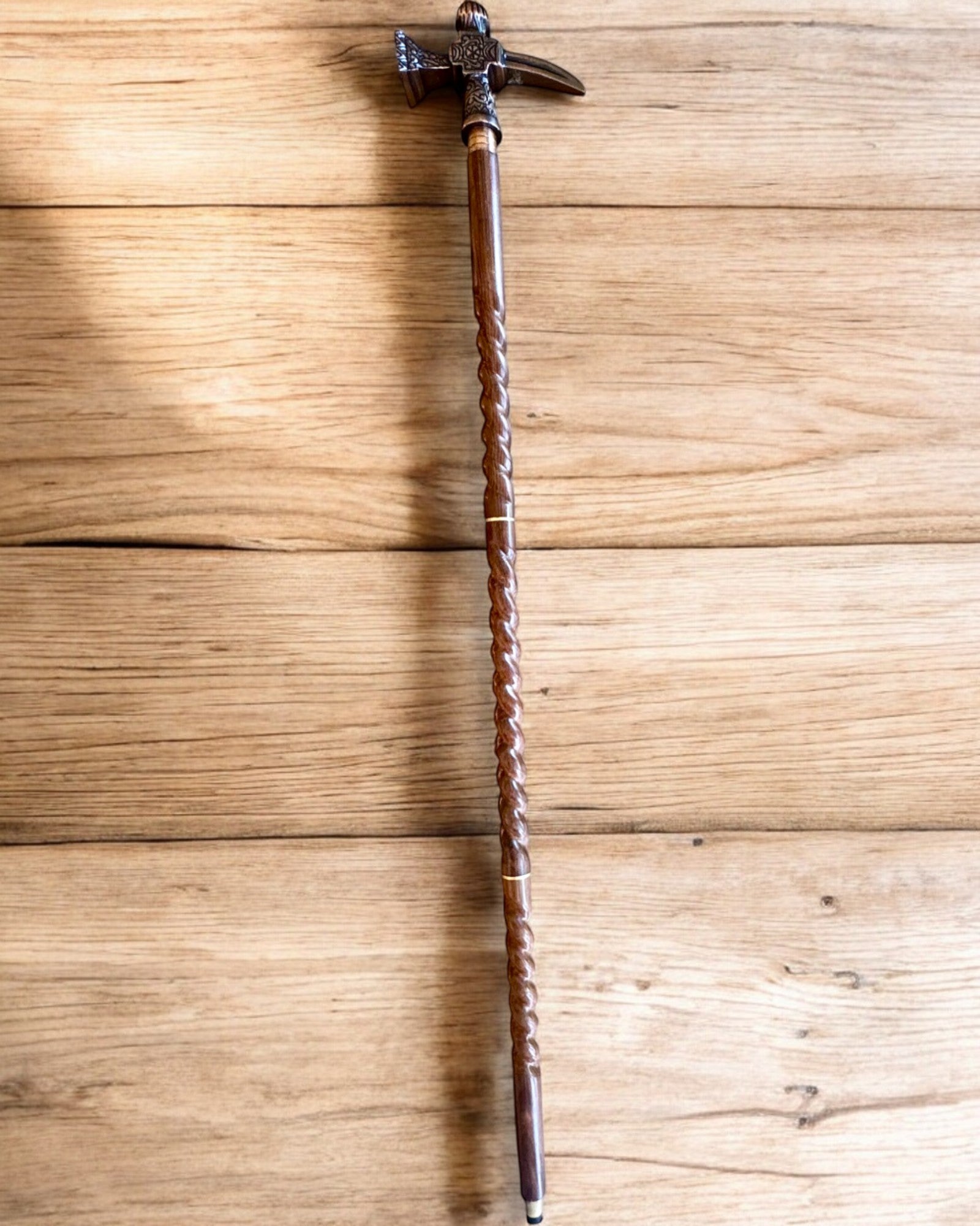 Bastón de paseo - WIKING con cabeza en forma de martillo de guerra, posibilidad de personalización con grabado para regalo