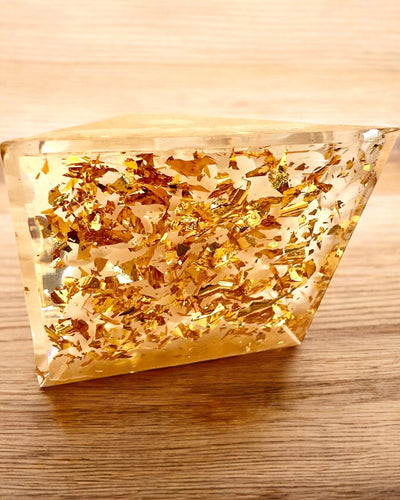 Orgonite Energy Pyramid with White Stones - "Golden Harmony", perfect as a gift