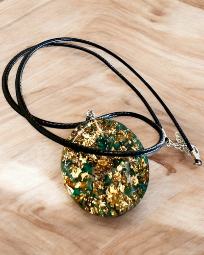 "Malachite Amulet of Life" - necklace with customizable engraving for a gift
