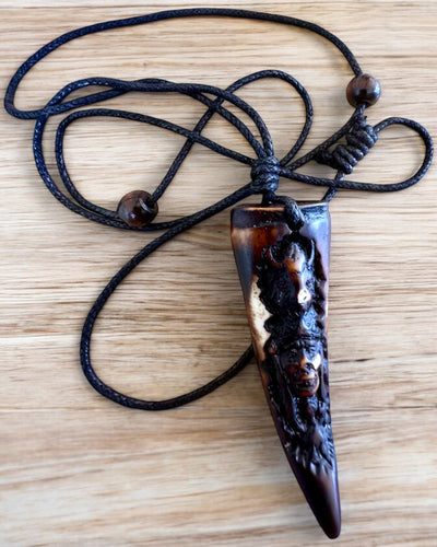 Wolf Fang necklace, resin amulet - Mystical Power of Nature, customizable with engraving for a gift