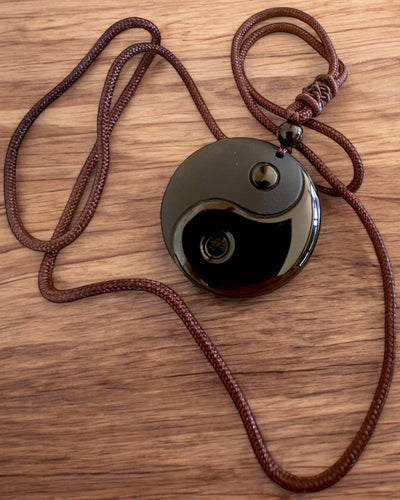 Boho ogrlica od opsidijana Yin Yang Tai Chi, mogućnost personalizacije gravurom za poklon