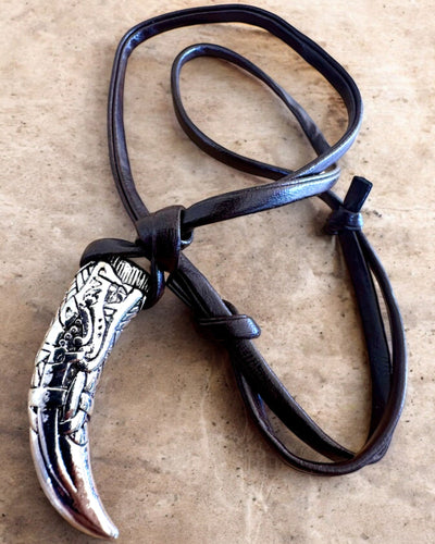 Stainless Steel Wolf Fang – Courage Amulet, necklace with engraving personalization option for a gift