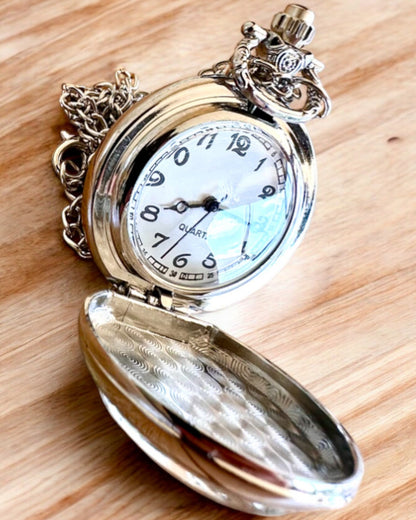 Relógio de bolso "CloverTime" com motivo de trevo de quatro folhas, possibilidade de personalização com gravação para presente
