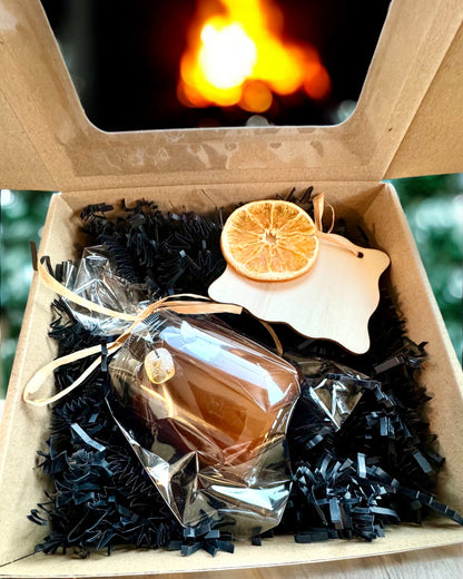 Соєва інтенційна свічка 250 мл з натуральним каменем – оберіть свою енергію: цитрин або гранат, персоналізація гравіюванням для подарунка