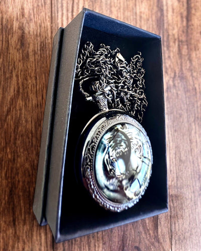 "Tiger Elegance" stainless steel pocket watch with engraving option for a gift