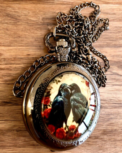 Pocket Watch 'Kiss of the Ravens' with Engraving – personalized engraving for a gift